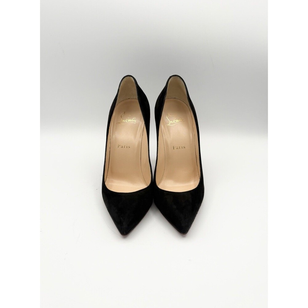 Christian Louboutin Black Suede Pigalle Pointed Toe Stiletto Heels Size EU 37.5 - Picture 3 of 10